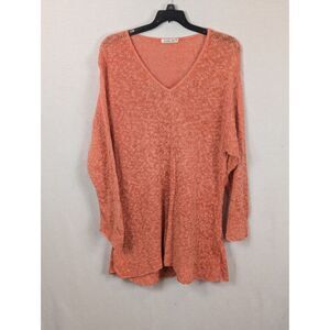 Vintage Avalin V-Neck Long Sleeve Sweater Coral/Orange Women's Size One Size
